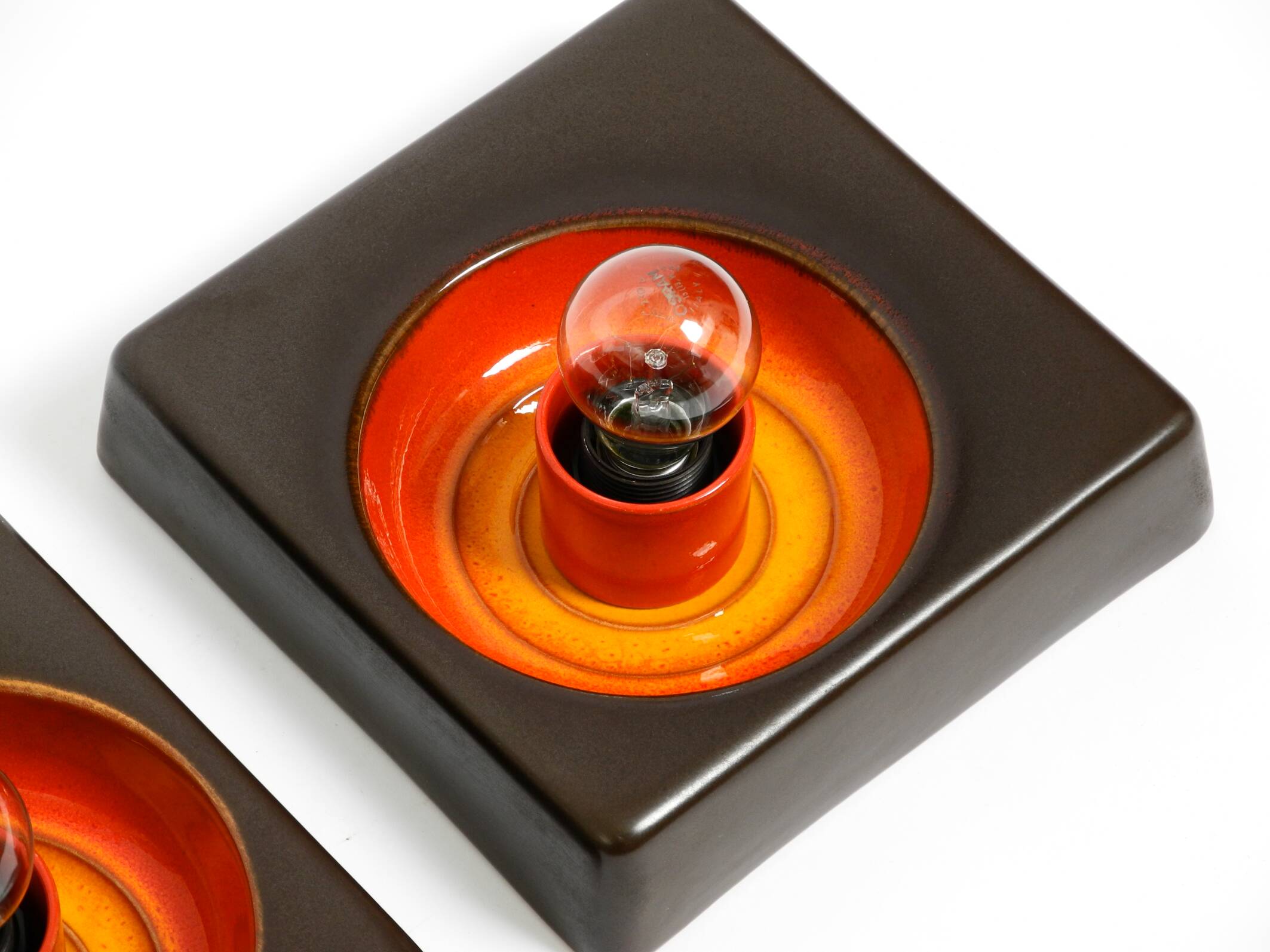 Two beautiful original 1970s Space Age ceramic wall lamps