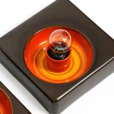 Two beautiful original 1970s Space Age ceramic wall lamps