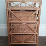 Chiffonnier vintage en bambou et rotin
