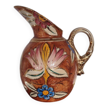Vase Pichet vintage en céramique décor main