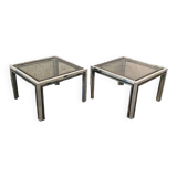 Pair of Romeo Rega chrome & brass side tables