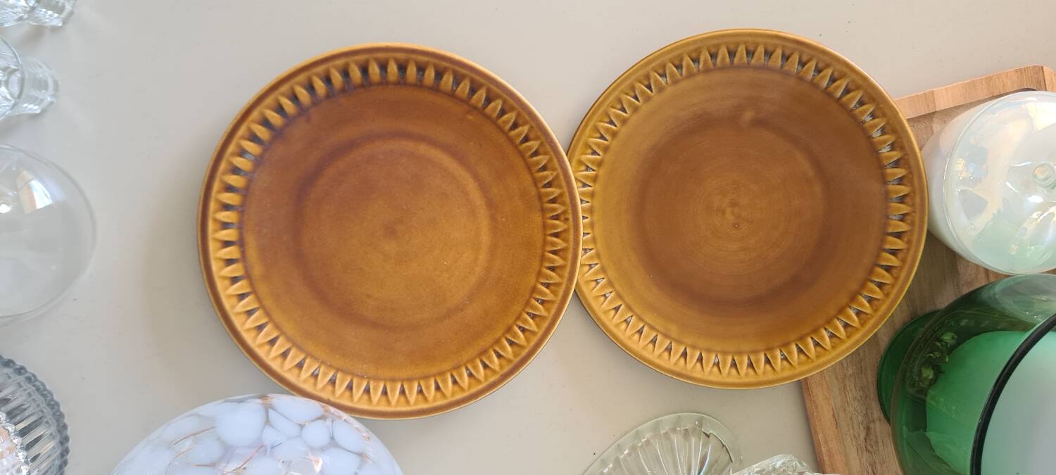 Vintage ceramic plate pair honey - Kera Vitral, Czechoslovakia
