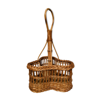 Porte bouteilles vintage en osier