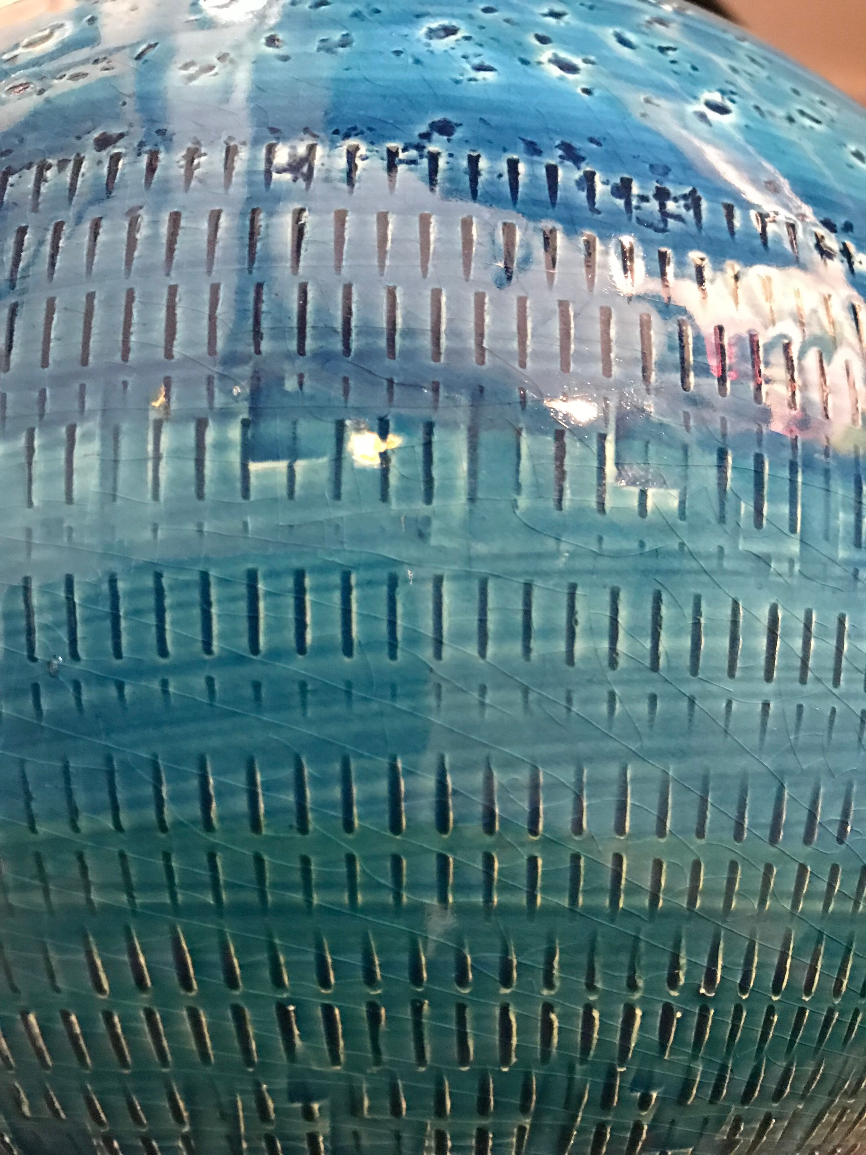 Aldo Londi Blue ceramic vase for Bitossi