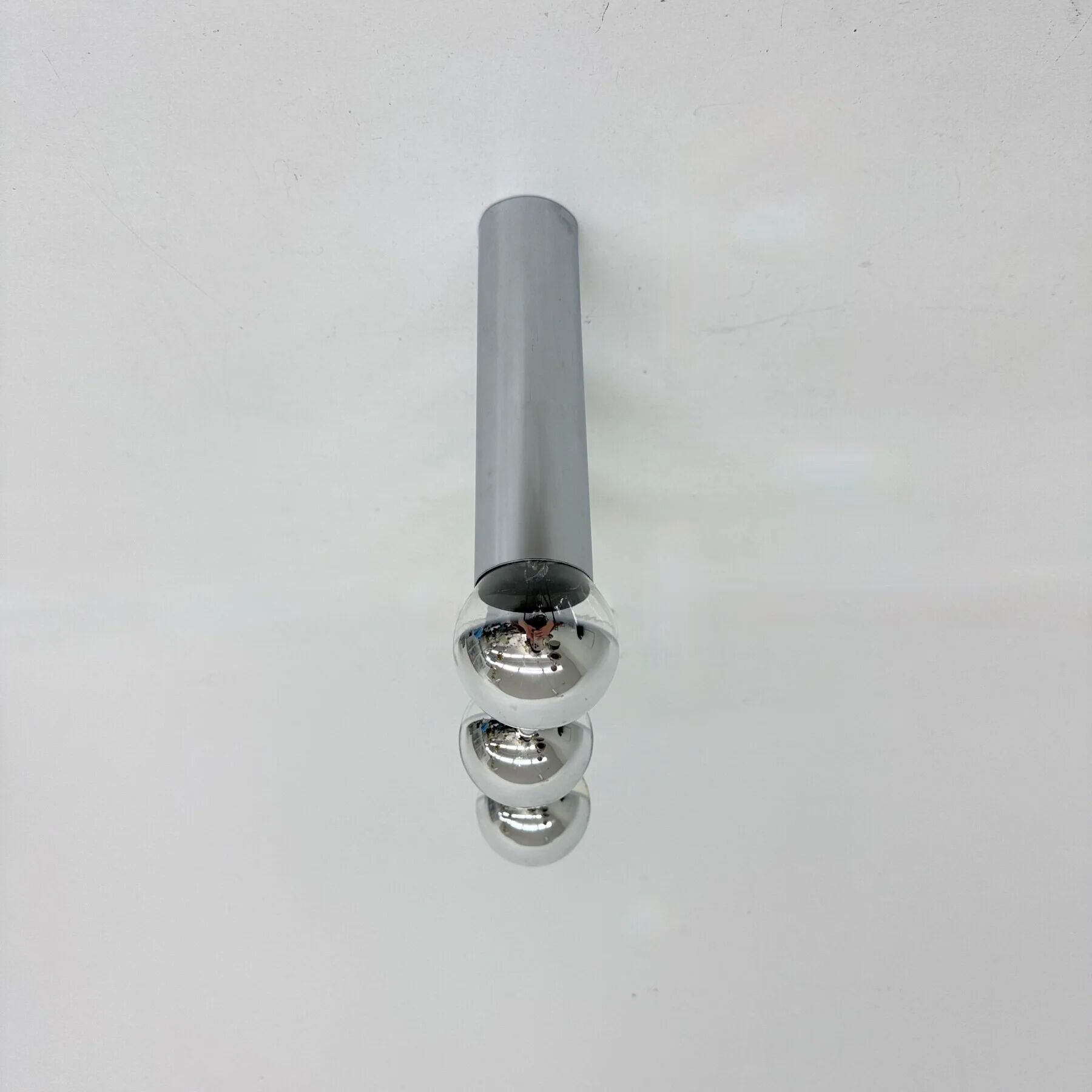 Set of 3 minimalist chrome tube ceiling / wall lamps, 1970s