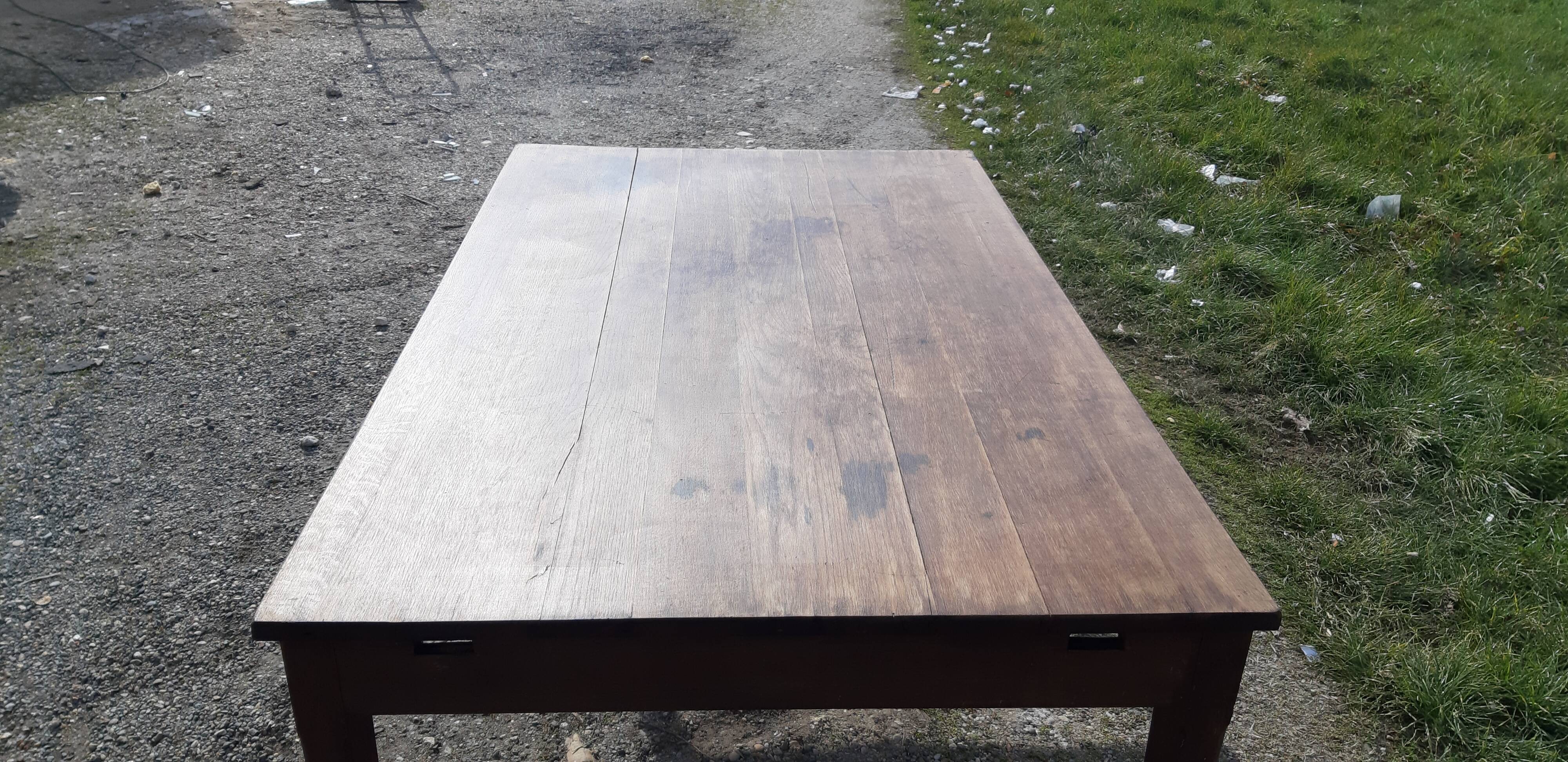 Oak farmhouse table with 2 extensions
