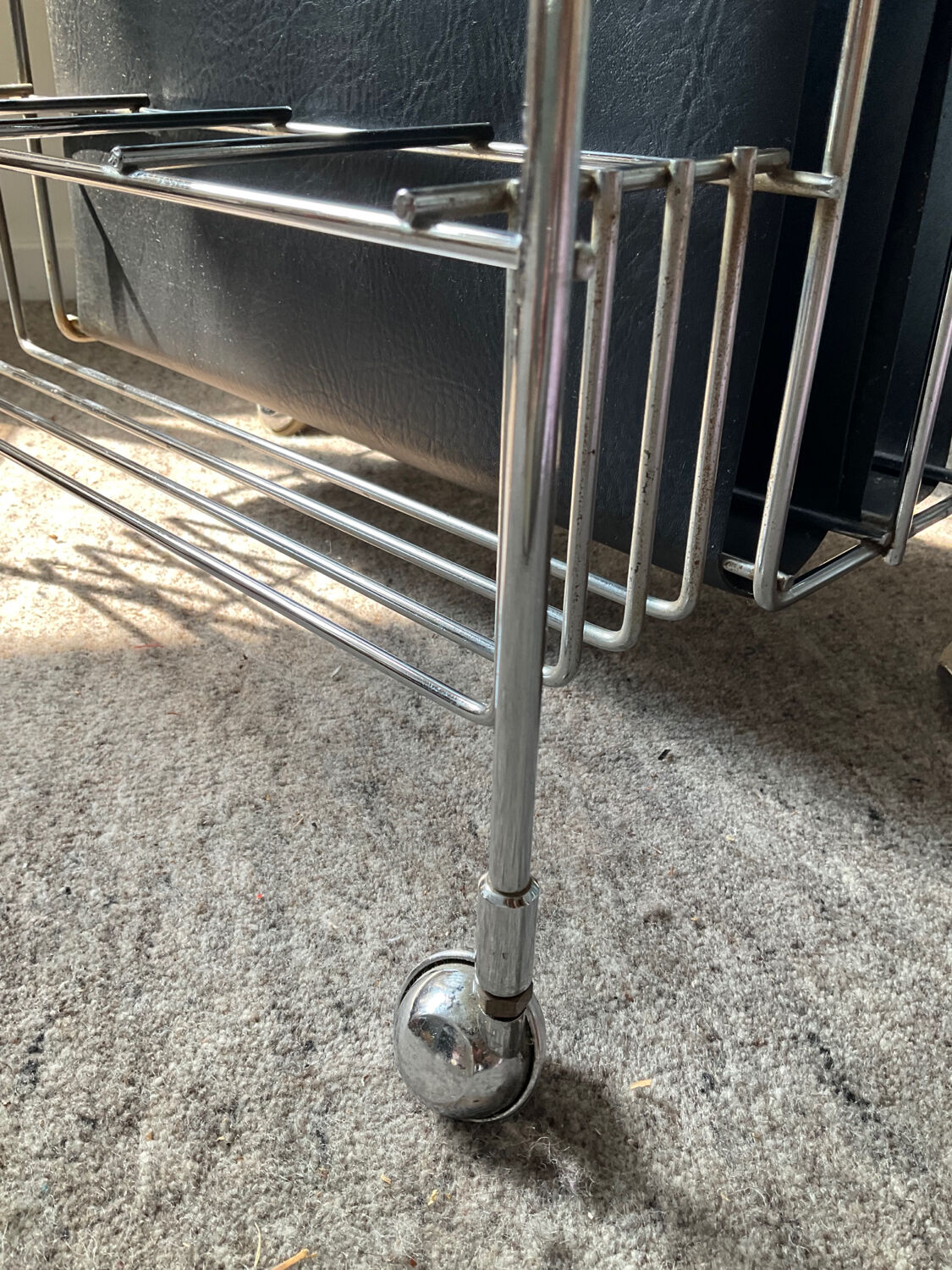 Vintage side table on wheels 60s