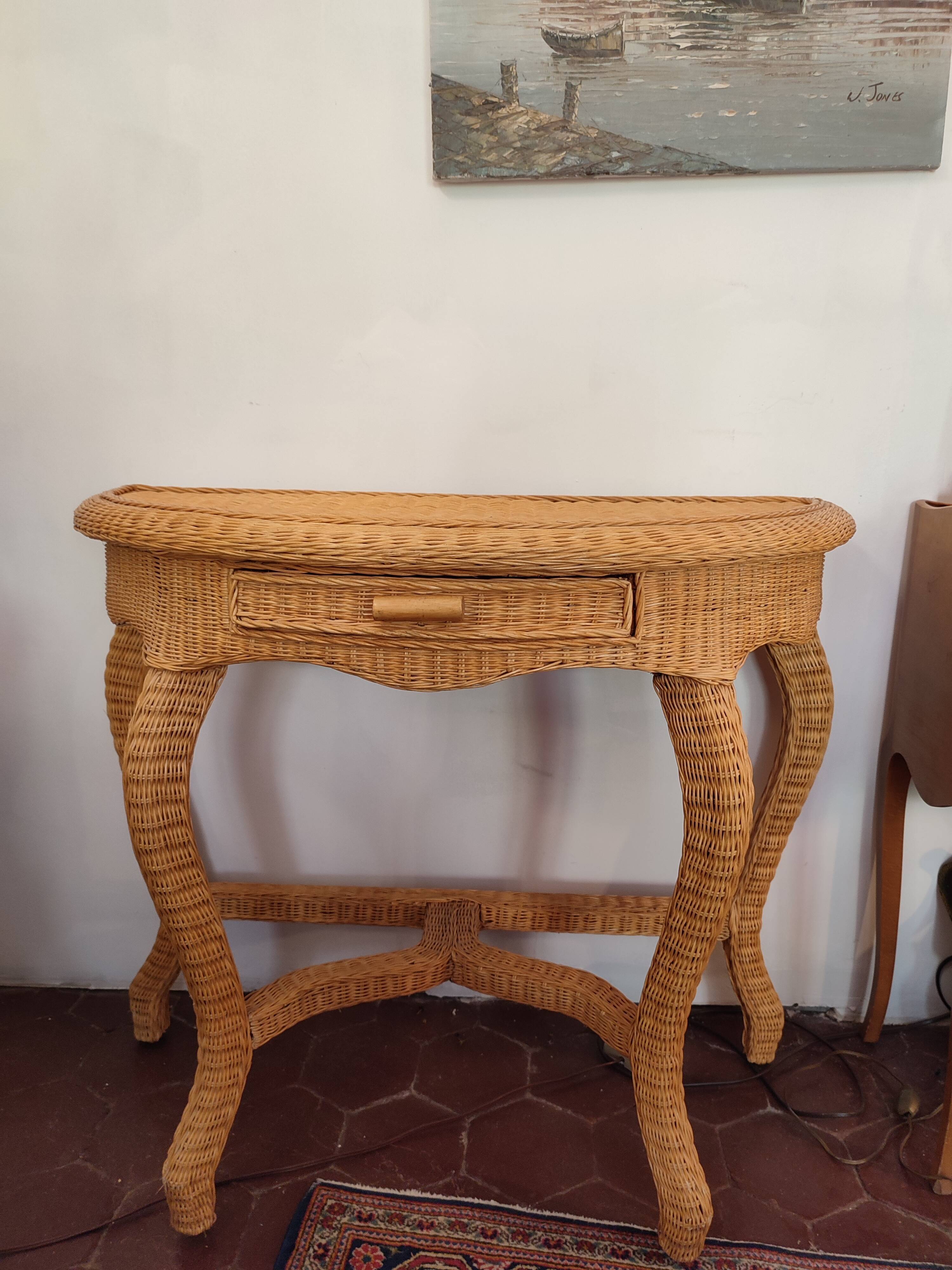 Rattan console dressing table