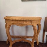 Coiffeuse console en rotin