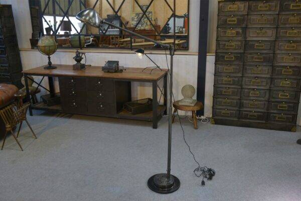 1950s Adjustable Industrial Metal Workshop Floodlight Floor Lamp