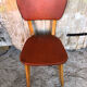 Scandinavian chair wood & skai red 70s vintage