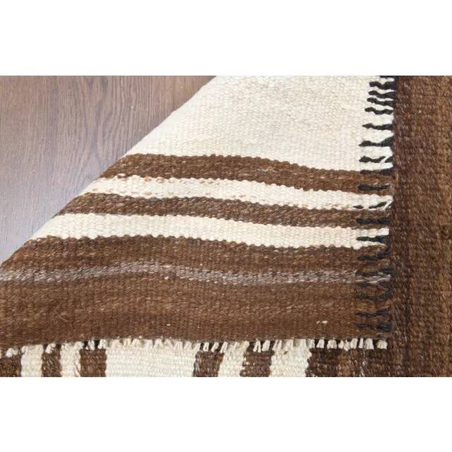 Vintage Turkish Oushak Handmade Cotton Beige Wool Runner Rug 71x275