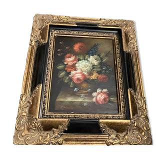 Oil on panel in the Flemish taste "Still Life with Bouquet of Flowers"