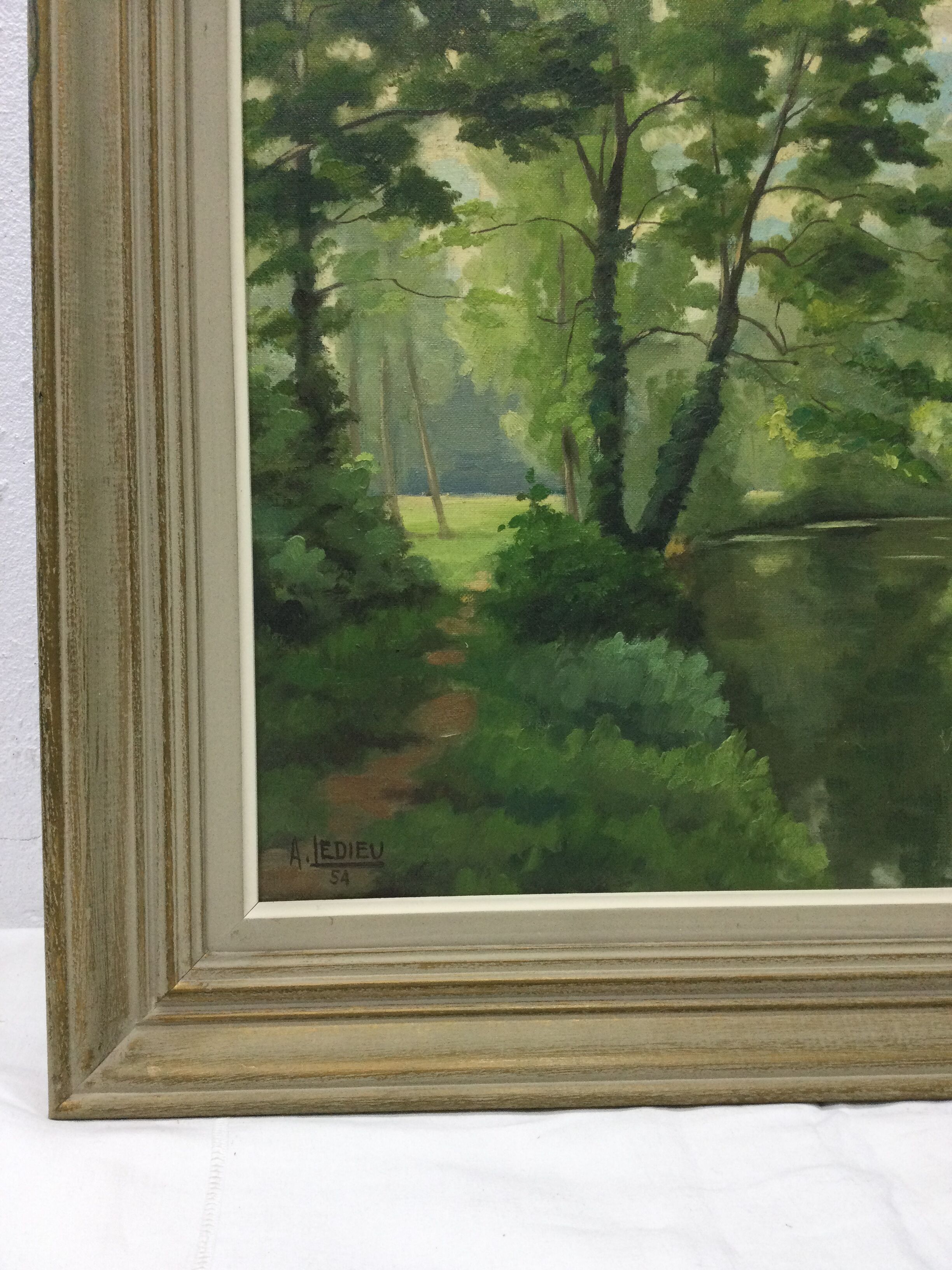 A. Ledieu – Oil on canvas "Bassin d'Hermes"