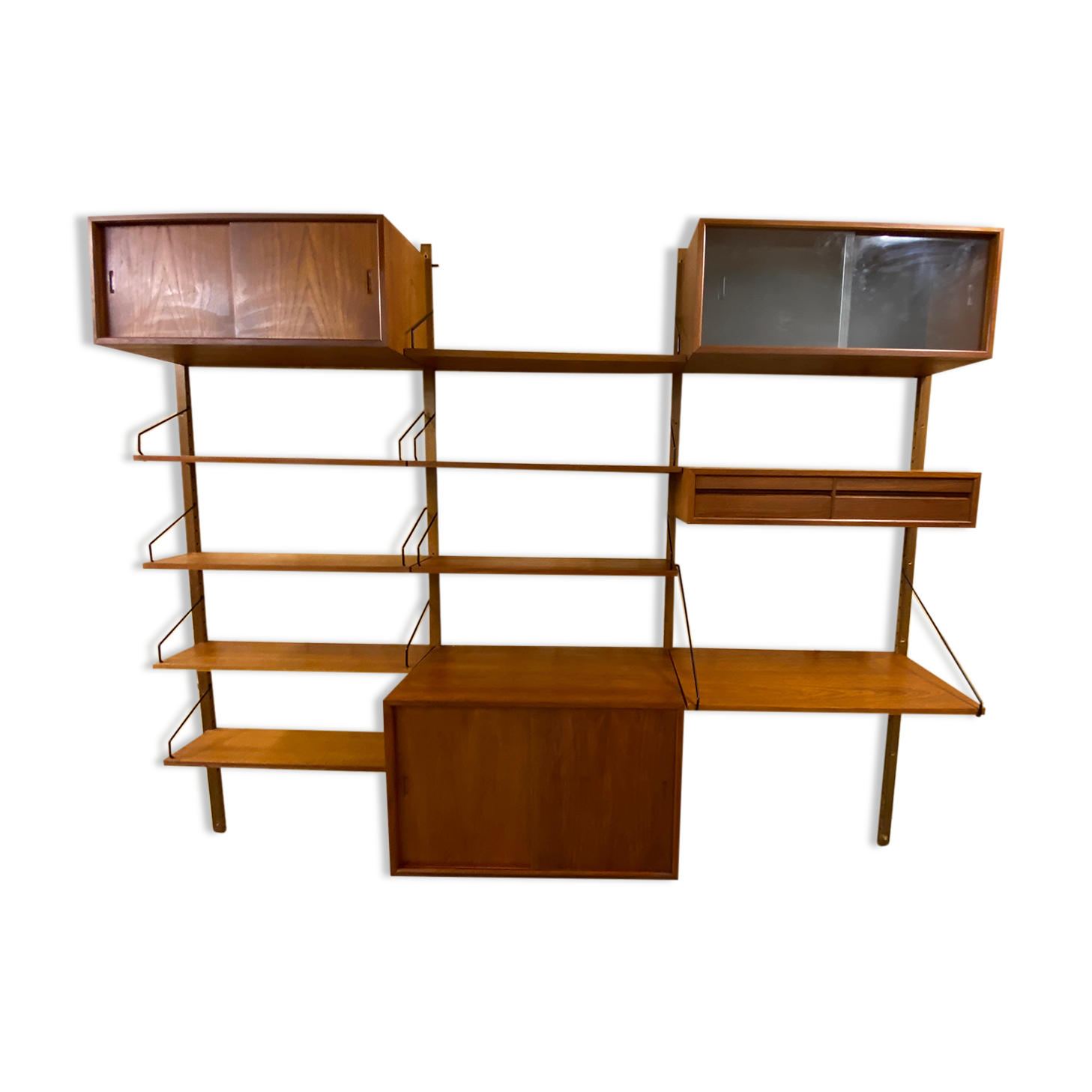 Vintage scandinavian teak wall unit by Poul Cadovius for Royal System 1960s