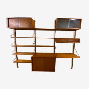 Vintage scandinavian teak wall unit by Poul Cadovius for Royal System 1960s