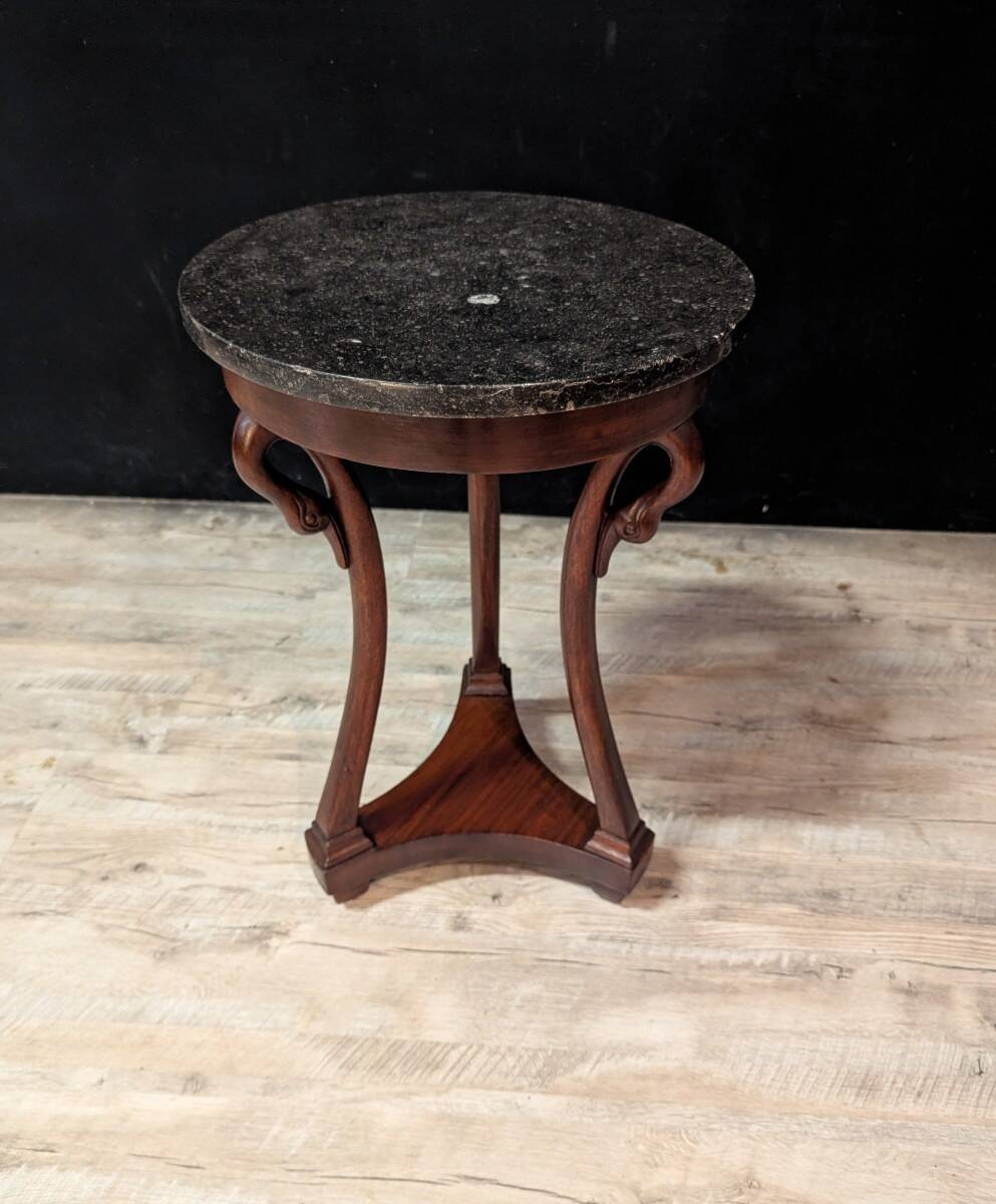 Empire Style Tripod Pedestal Table in Mahogany with Swan Neck Legs