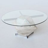Diamond shaped coffee table in white travertine Italy 1960