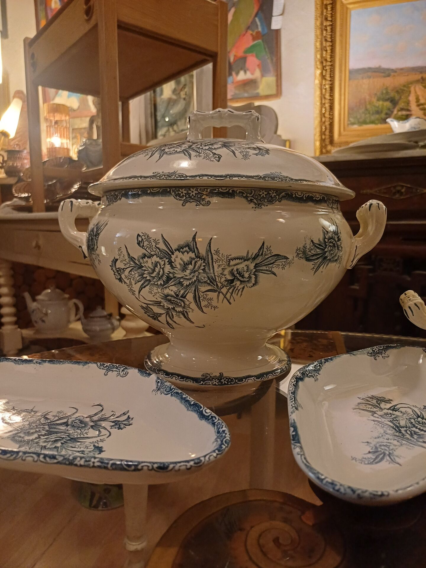 Service En Faïence " Œillets "  61 pièces Léon Graves 1894-1913