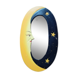 MIROIR LUNE EN BOIS / OVALE / JAUNE & NOIR