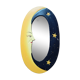 WOODEN MOON MIRROR / OVAL / YELLOW & BLACK