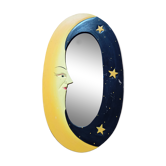 WOODEN MOON MIRROR / OVAL / YELLOW & BLACK