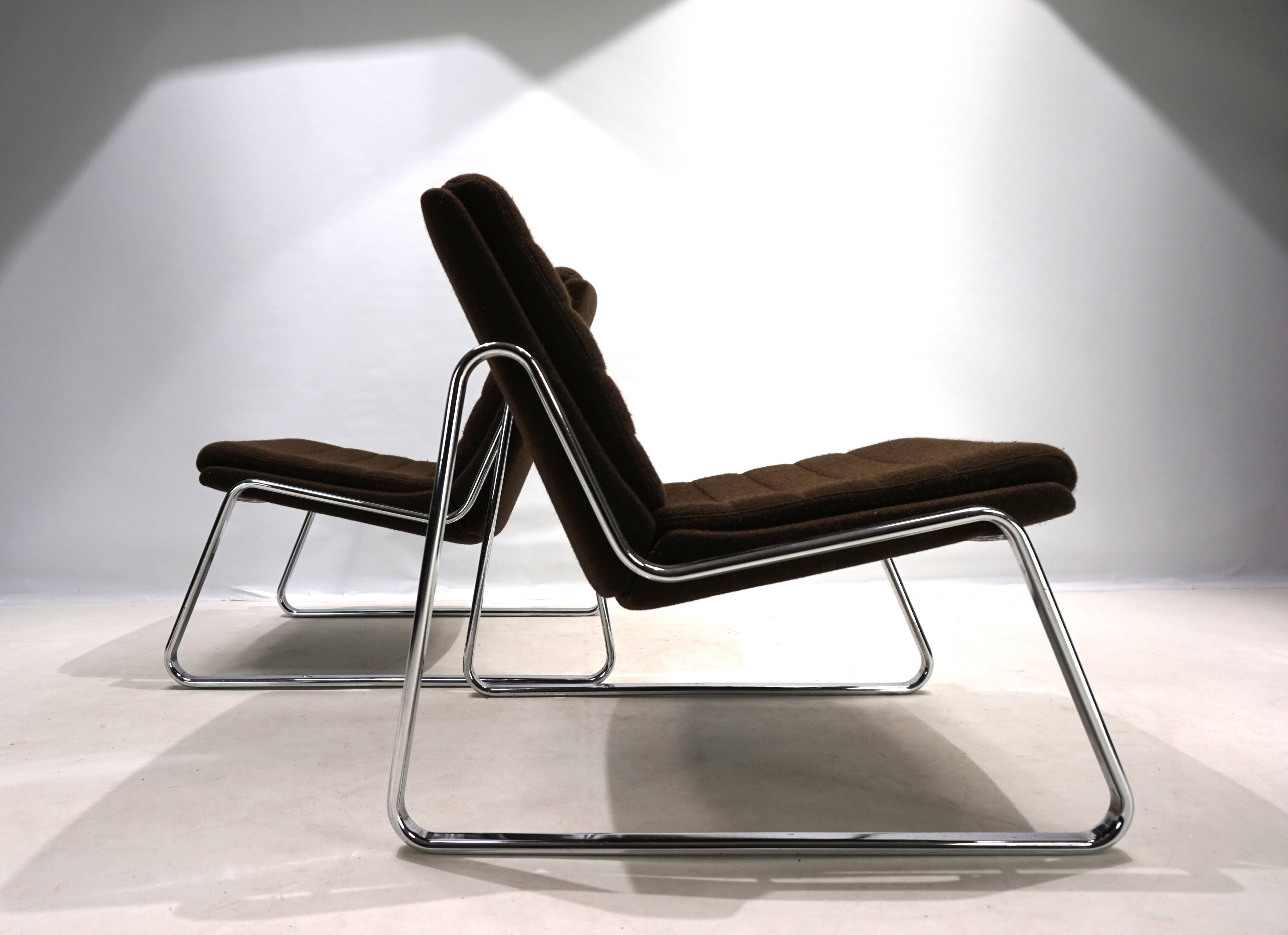 Set of two Drabert chrome lounge chairs by Gerd Lange, 1970