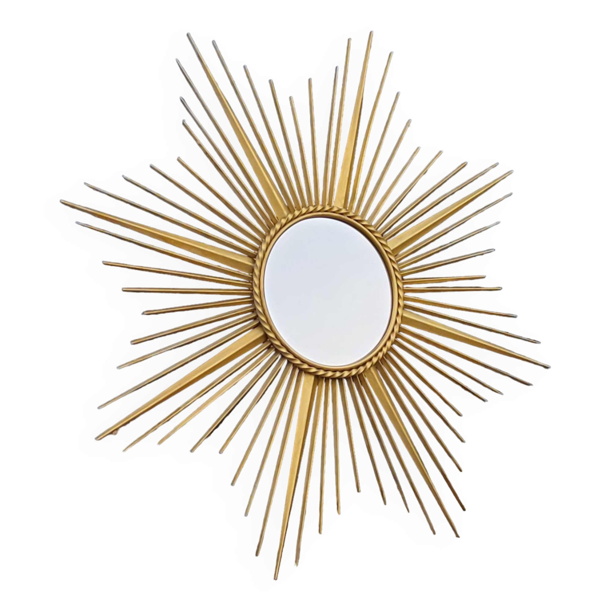 Miroir soleil Chaty Vallauris en métal doré