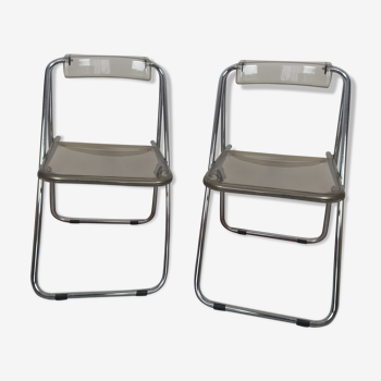 Duo de chaises pliantes plexiglas année 70