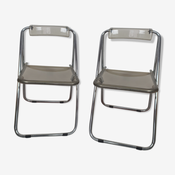 Duo of folding chairs Plexiglas year 70