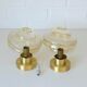 Set Of 2 Vintage Amber Glass Sconces MCM Brass Flush Mount Lights