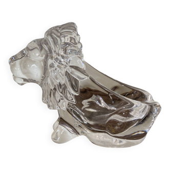 Empty pocket / lion ashtray in thick crystal vannes le chatel