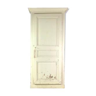 Armoire bonnetière XL en bois peint blanc