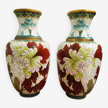 Paire de vases cloisonnés