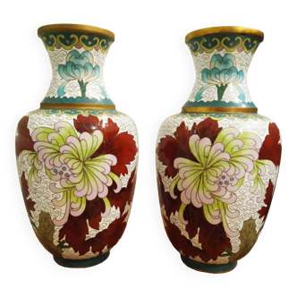 Paire de vases cloisonnés