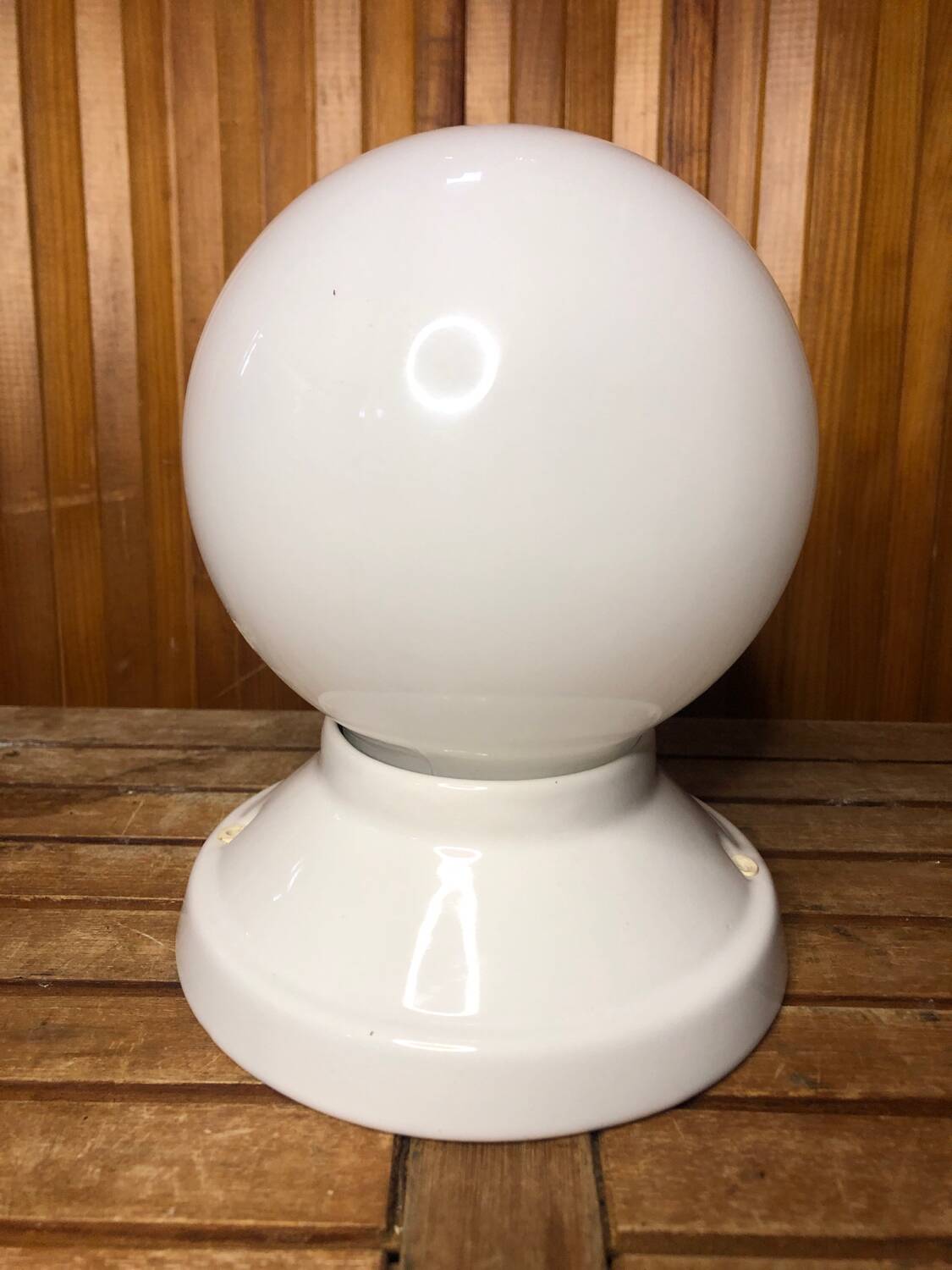 Old White Opaline Wall Lamp + Vintage Ceramic Support