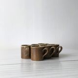 Set of 6 cups in vintage pyrite and glazed stoneware
