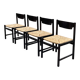 4 vintage dining room chairs with braided seat in wenge wood, 1970s