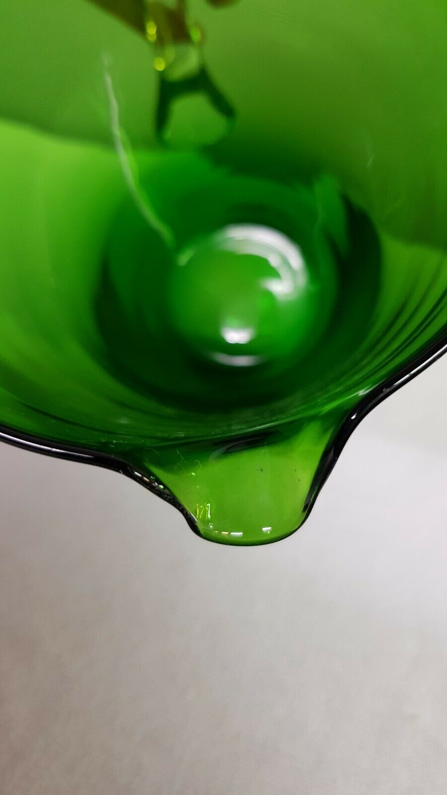 Green glass carafe