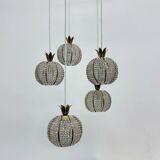 Rare pineapple design cascade hanging lamp with 5 balls by Emil Stejnar, 1950s