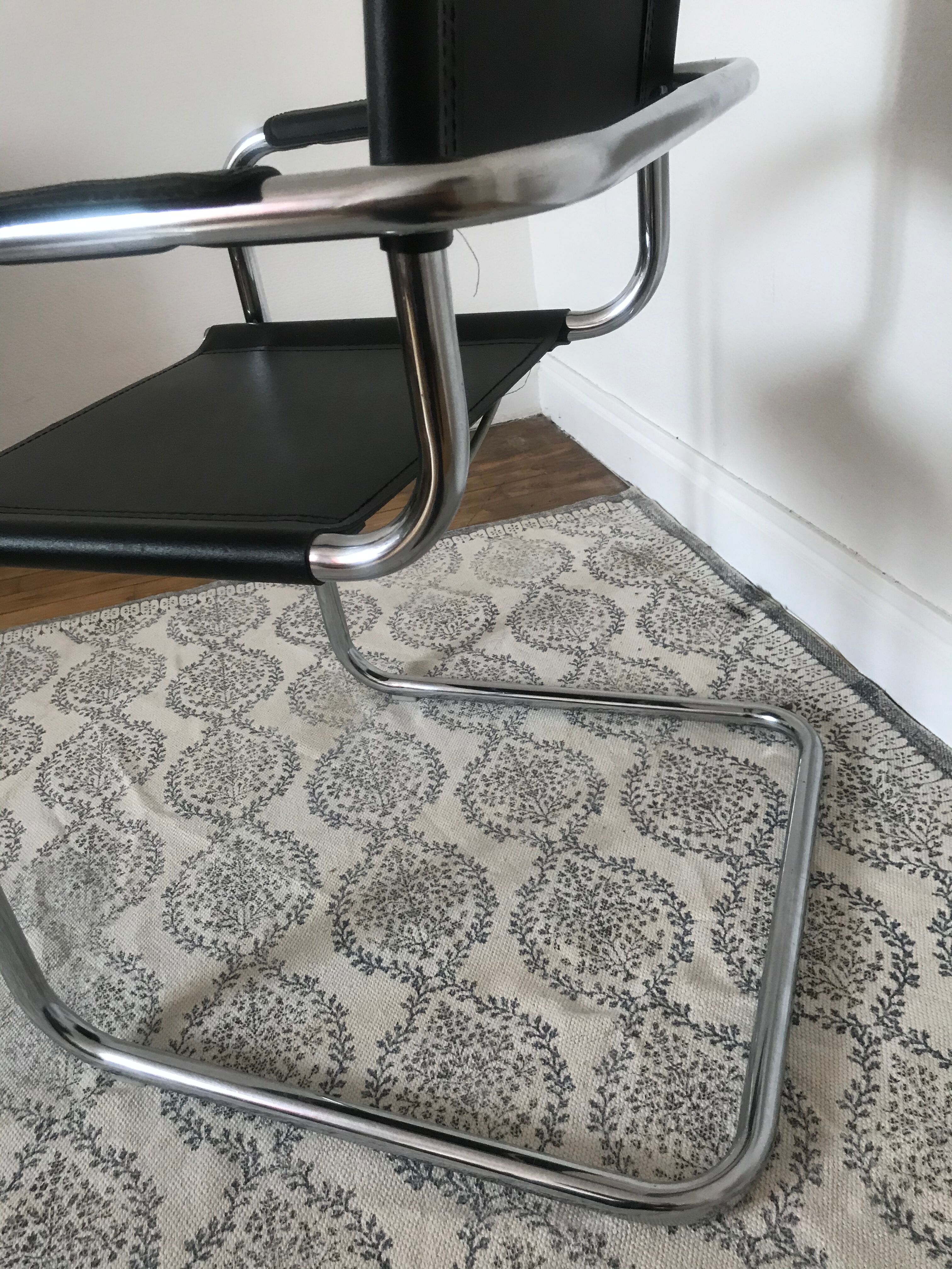 Black leather and chrome chair