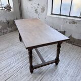 Farm table with turned legs, made of pine and birch, 180cm.