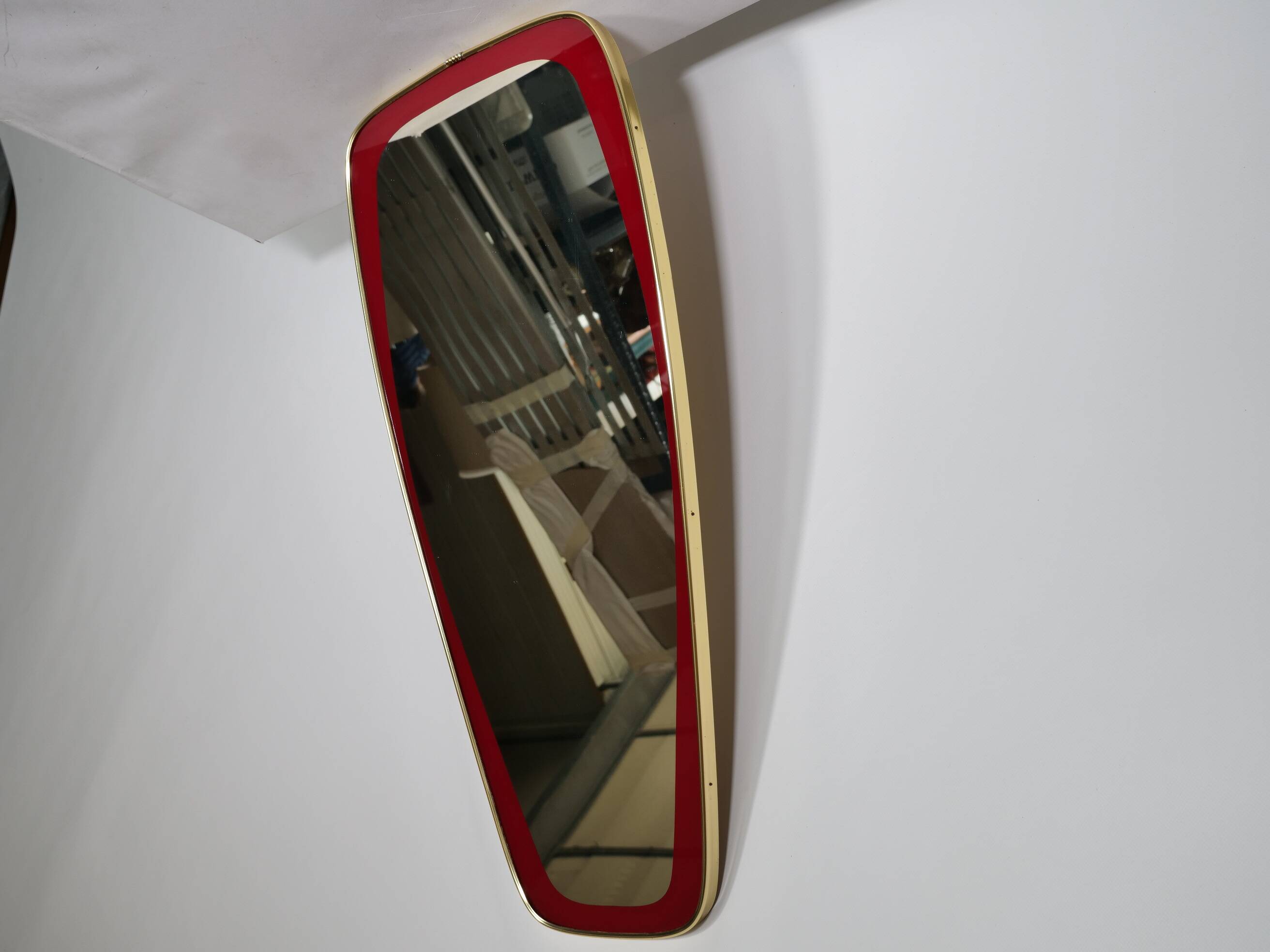 Design Mirror 1950s Freeform Wall Mirror Gold Rim