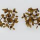 Pair of 3-light gold leaf and flower wall lights, Italy, 1970s-80s