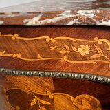 Curved secretary and inlaid with floral branches in Louis XV style