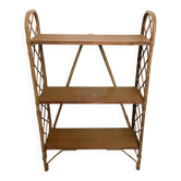 Vintage rattan shelf, library by Louis Sognot