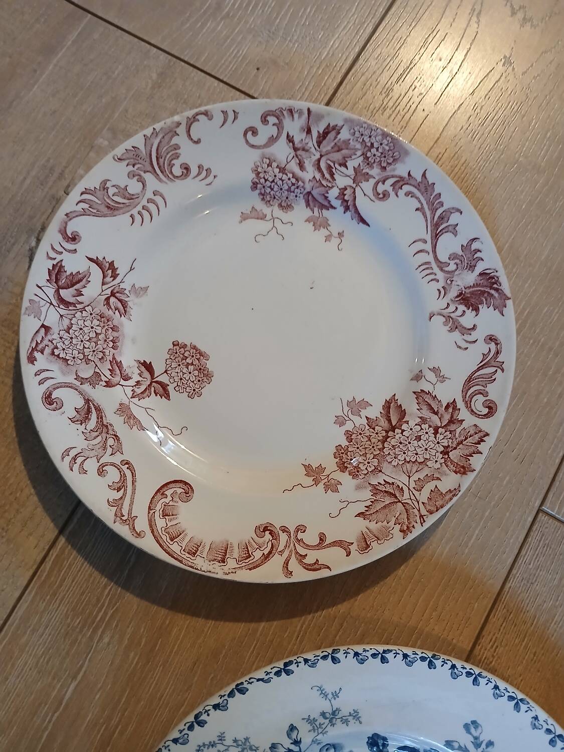 8 antique ironstone dinner plates