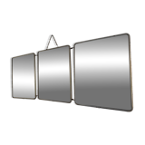 Vintage 1950s barber brick triptych mirror - 30 x 76 cm
