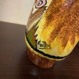Quimper fouillen faience pitcher from the 50s/60s oblique shape gorse decor