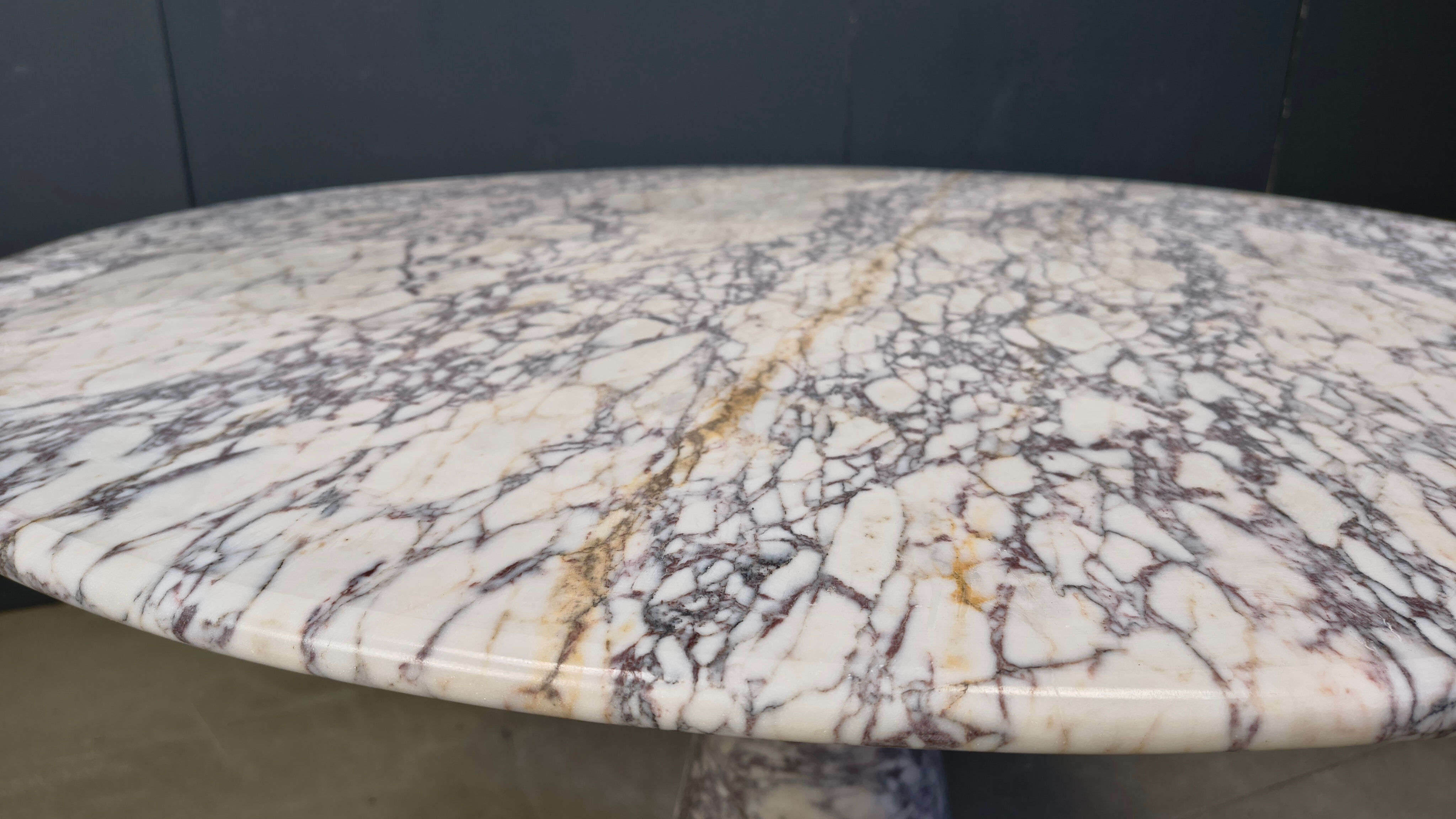 Vintage round marble dining table, 1970s